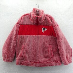 G-III Pullover Womens Medium Atlanta Falcons Red Faux Fur Quarter Zip Jacket NFL